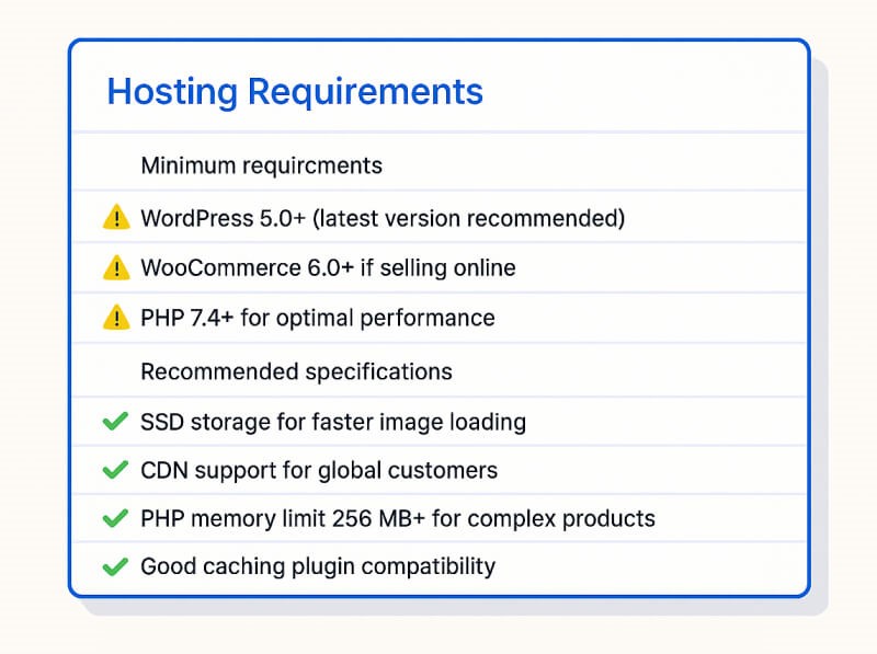 hosting requirement